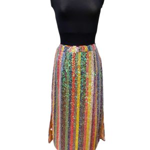Maeve Sequin Rainbow Midi Skirt