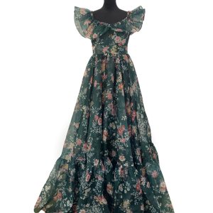 Harlequin Green Floral Gown